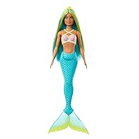 Barbie - Sirena, bambola con capelli fantasia bicolore blue e gialli e cerchietto incluso