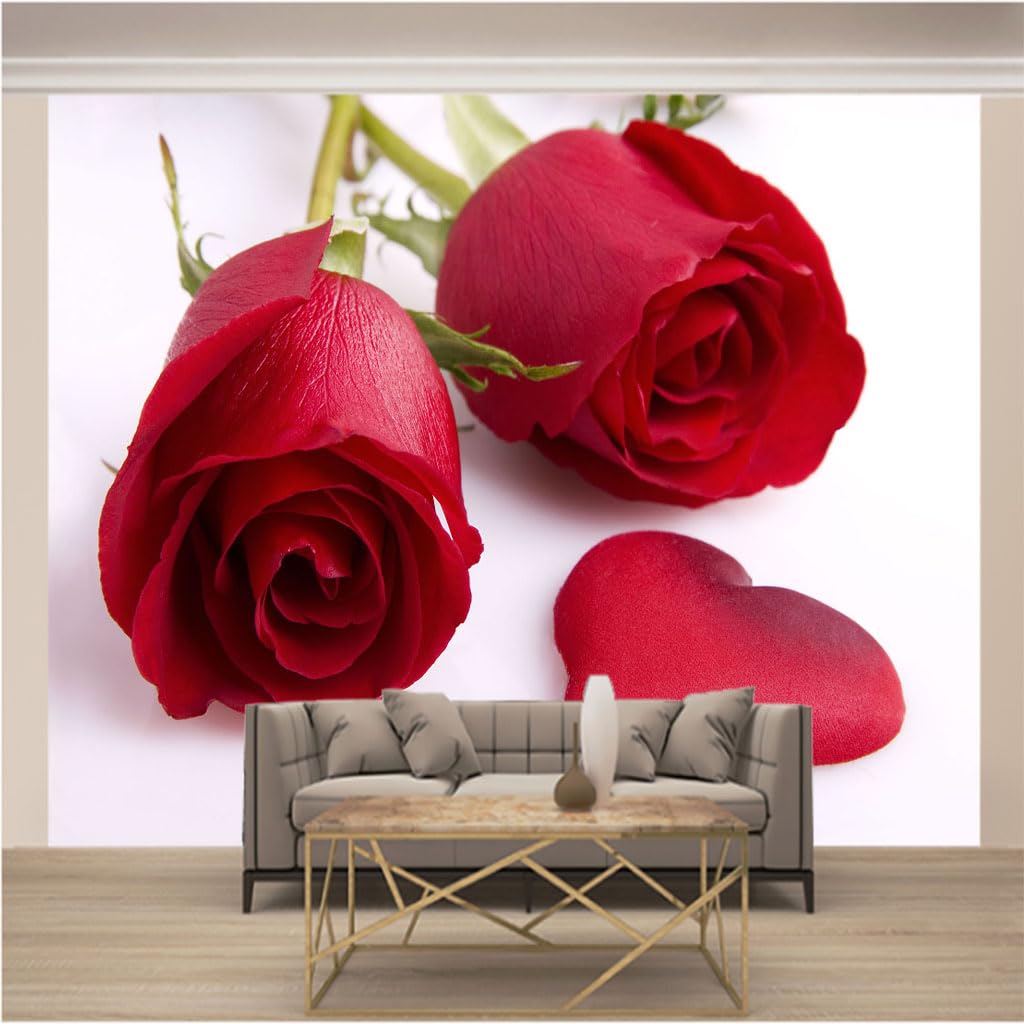Papier Peint Intissé Photo 3D Moderne Salon Tapisserie Photo XXL Rose Rouge