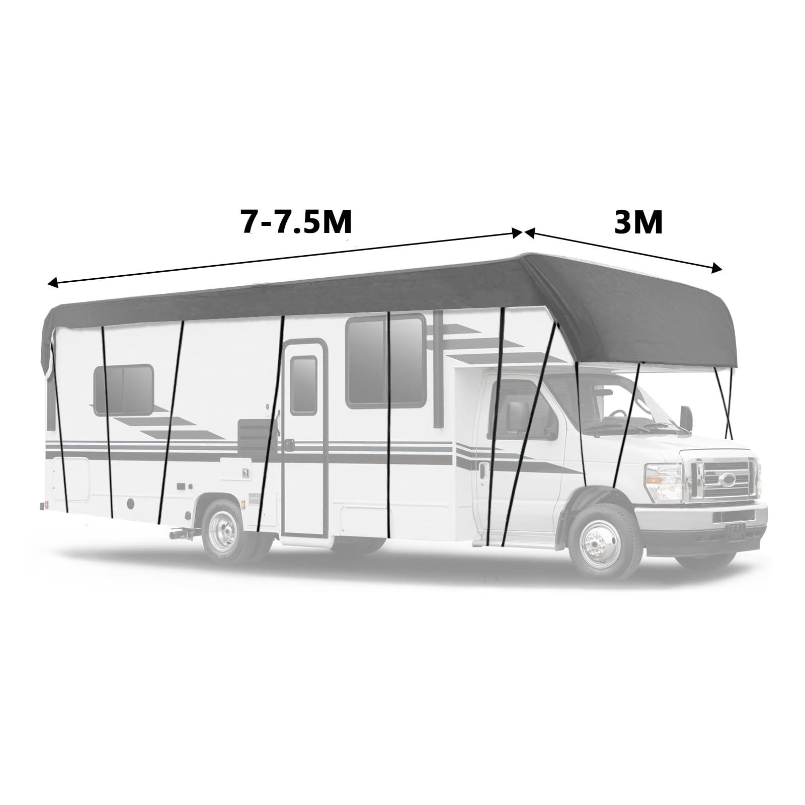 NEWFUN Telo Copri Camper, Telo Universale 210D per Caravan Universale, Protezione UV, Protezione dal Sole, Protezione Dalla Neve, Protezione dal Gelo (7.5M)