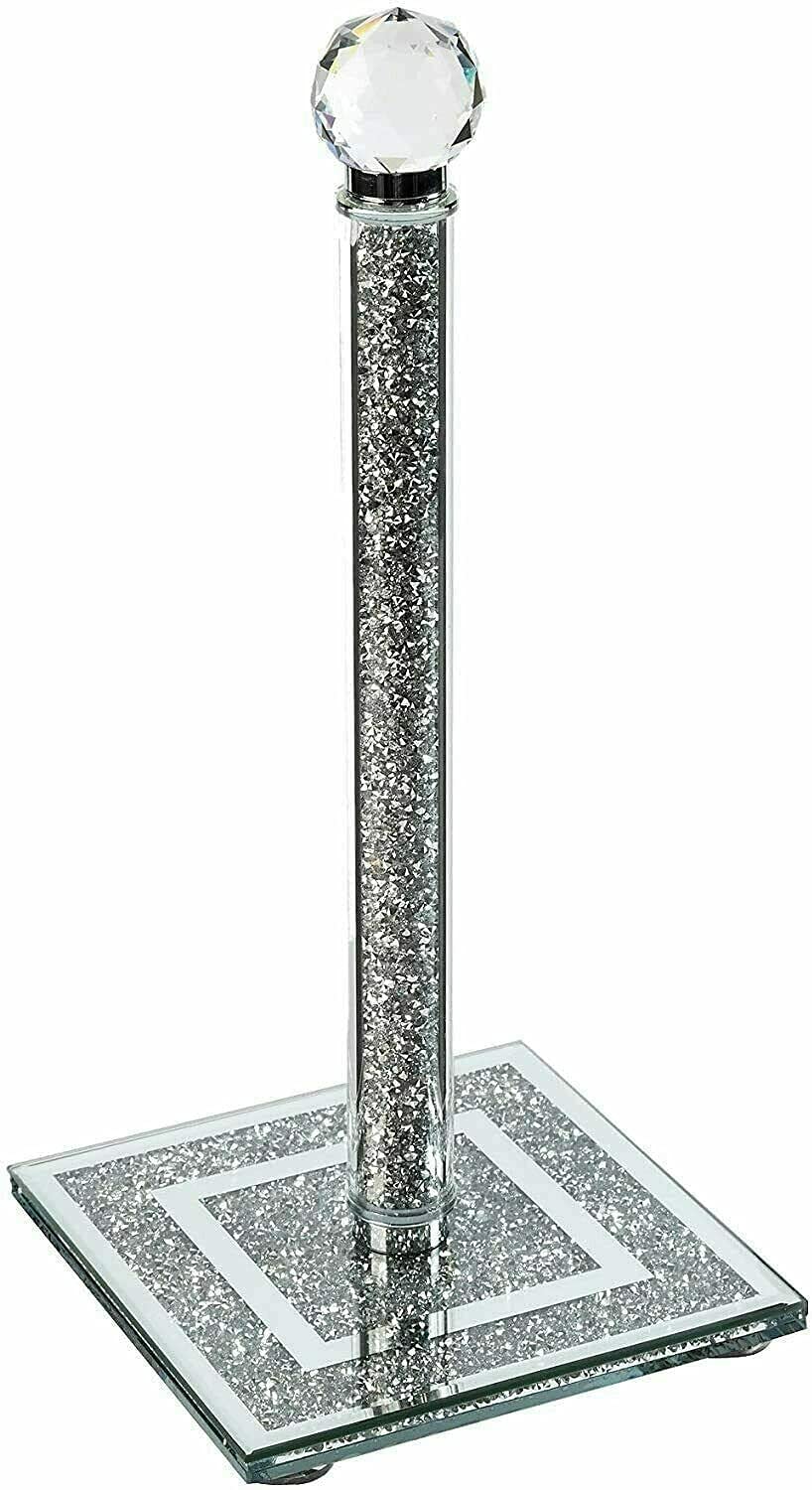 Portarrollos de papel de cocina de cristal de diamante brillante estable