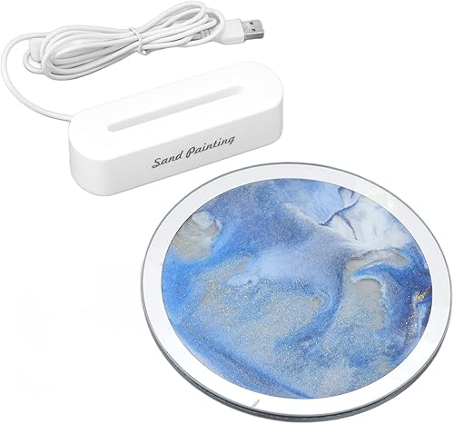 Lámpara de arena móvil decorativa de alta transparencia luz de arena movediza protección ocular para mesita de noche para dormitorio azul