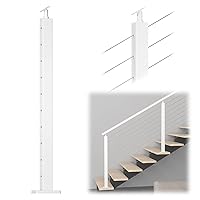 Vista 8 de Muzata Poste de barandilla de cable de esquina de 36 pulgadas, 36 x 2 x 2 pulgadas, solución de esquina perforada en T, montaje en superficie, kit