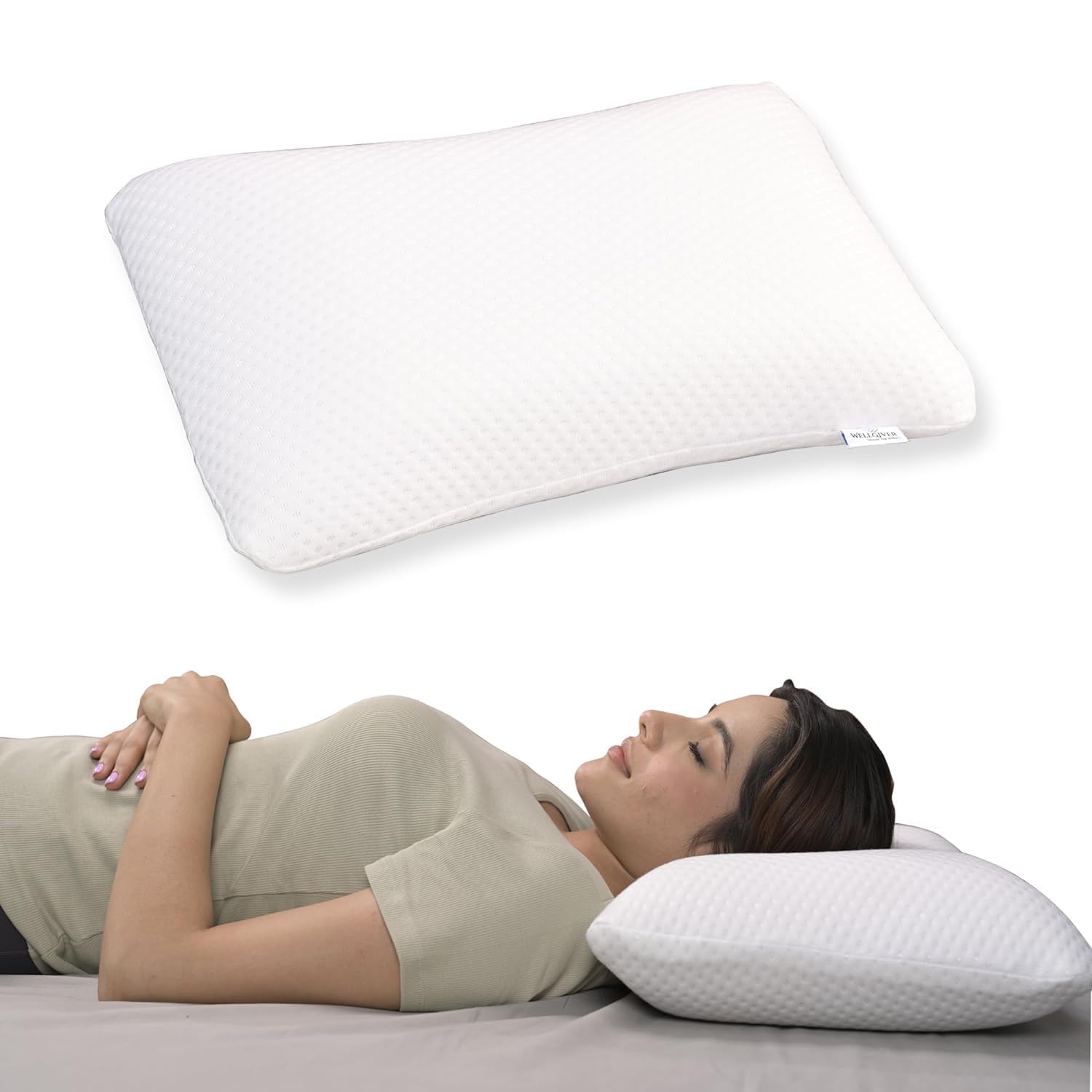 ZAIKO Memory-Foam-Pillow-Orthopedic-Pillow-for-Neck-Pain-Cervical-Contour-Memory-Foam-Pillow-Orthopedic-Pillow-for-Neck-Pain-Orthopedic-Contour-Pillow-Support-Curve-Grey-White(22 * 15 * 4.5)