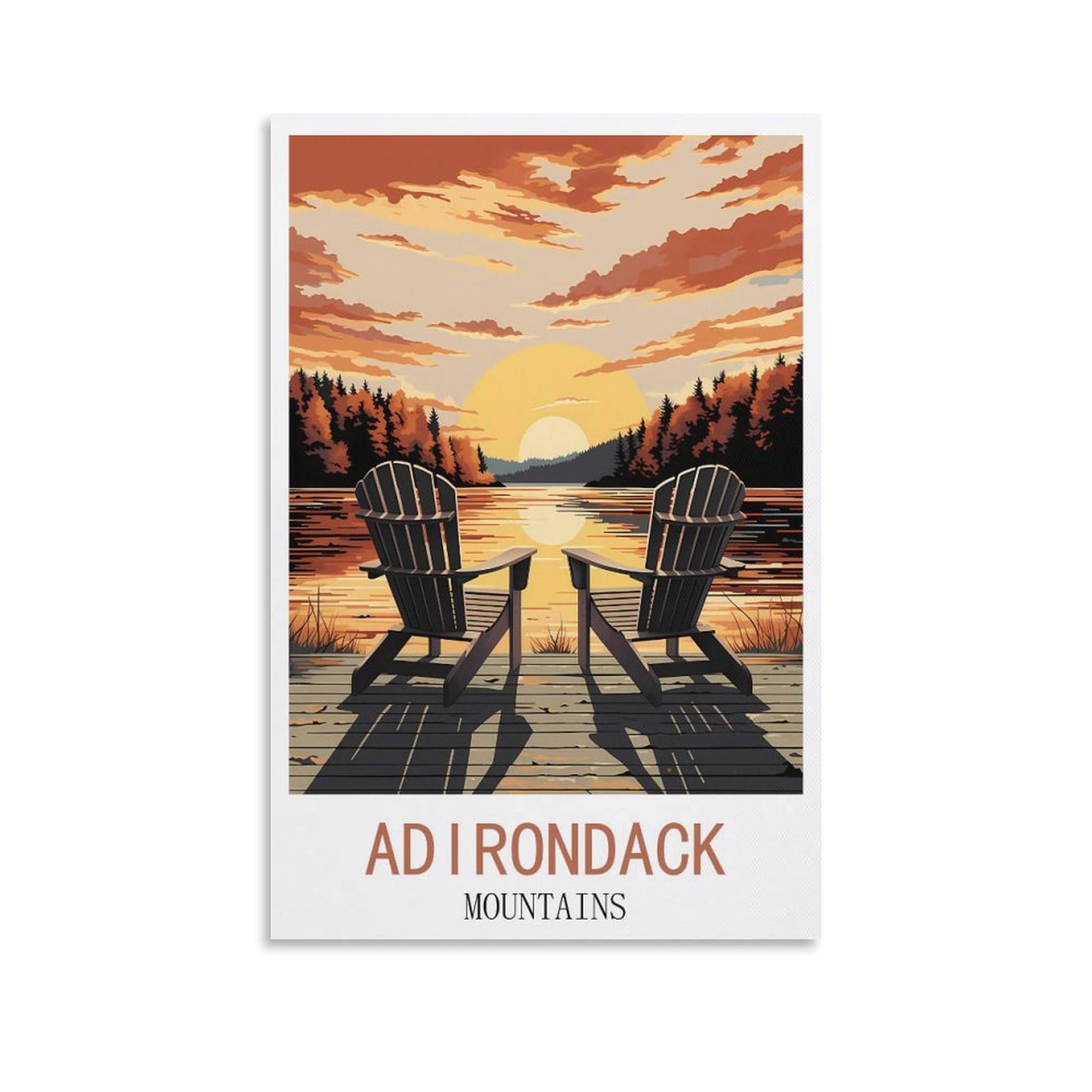 EZMLFA 5D Diamond Painting Kits for Adults,Adirondack Mountains,DIY Full Round Drill Diamond Dot Gem Art Kits for Adults,Crafts for Decor 50x60cm