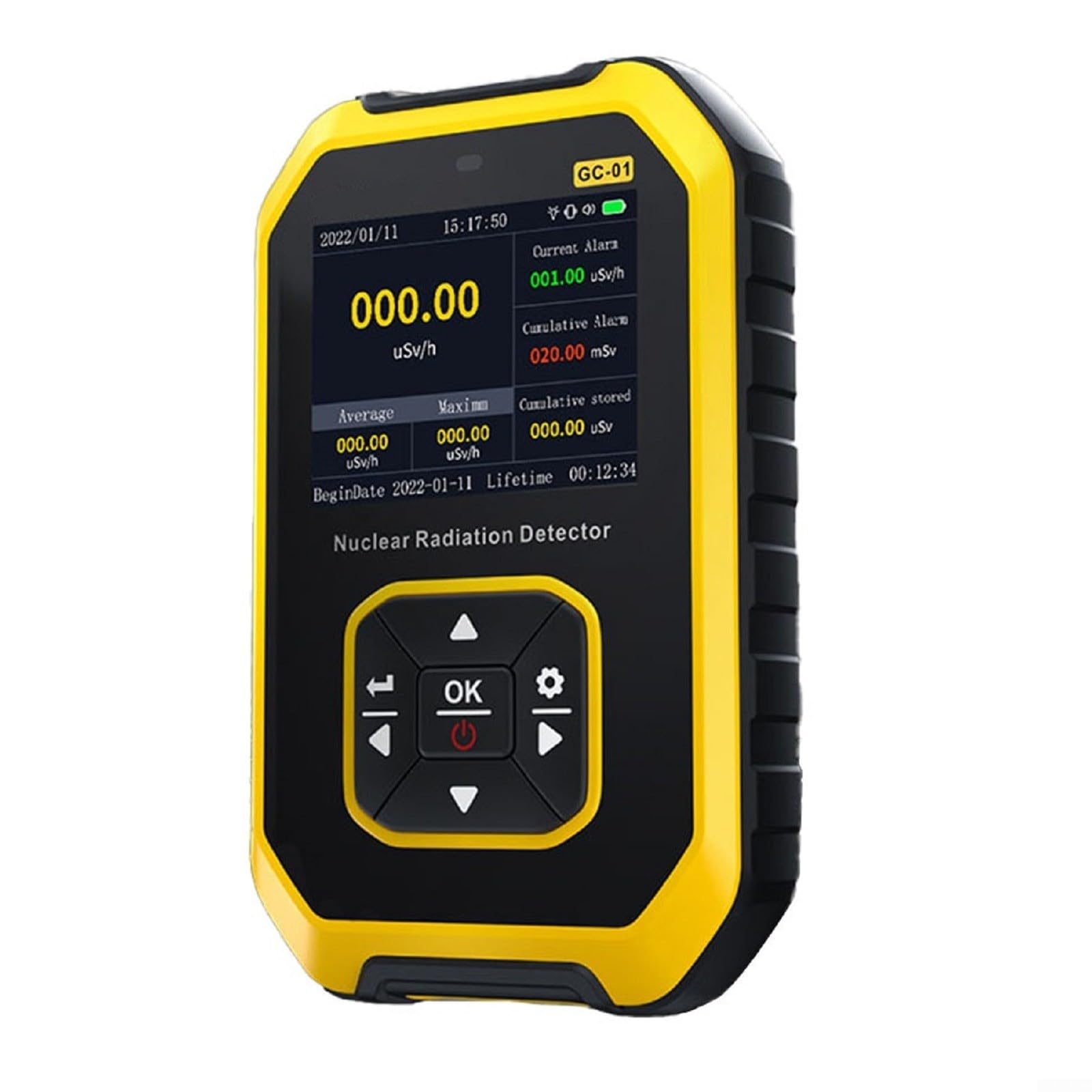 Détecteur de rayonnement nucléaire pour compteur GEIGER avec alarme de dose personnelle pour Gamma Beta X pour détection de RAY, utilisation industrielle et alimentaire (jaune)