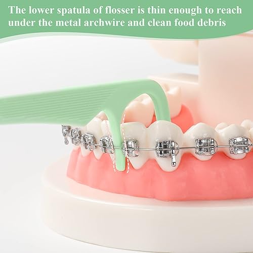 Miniatura 7 de 150 hilos dentales de ortodoncia para aparatos ortopédicos con dispensador de hilo dental, hilo dental para dientes de niños y adultos, hilo dental