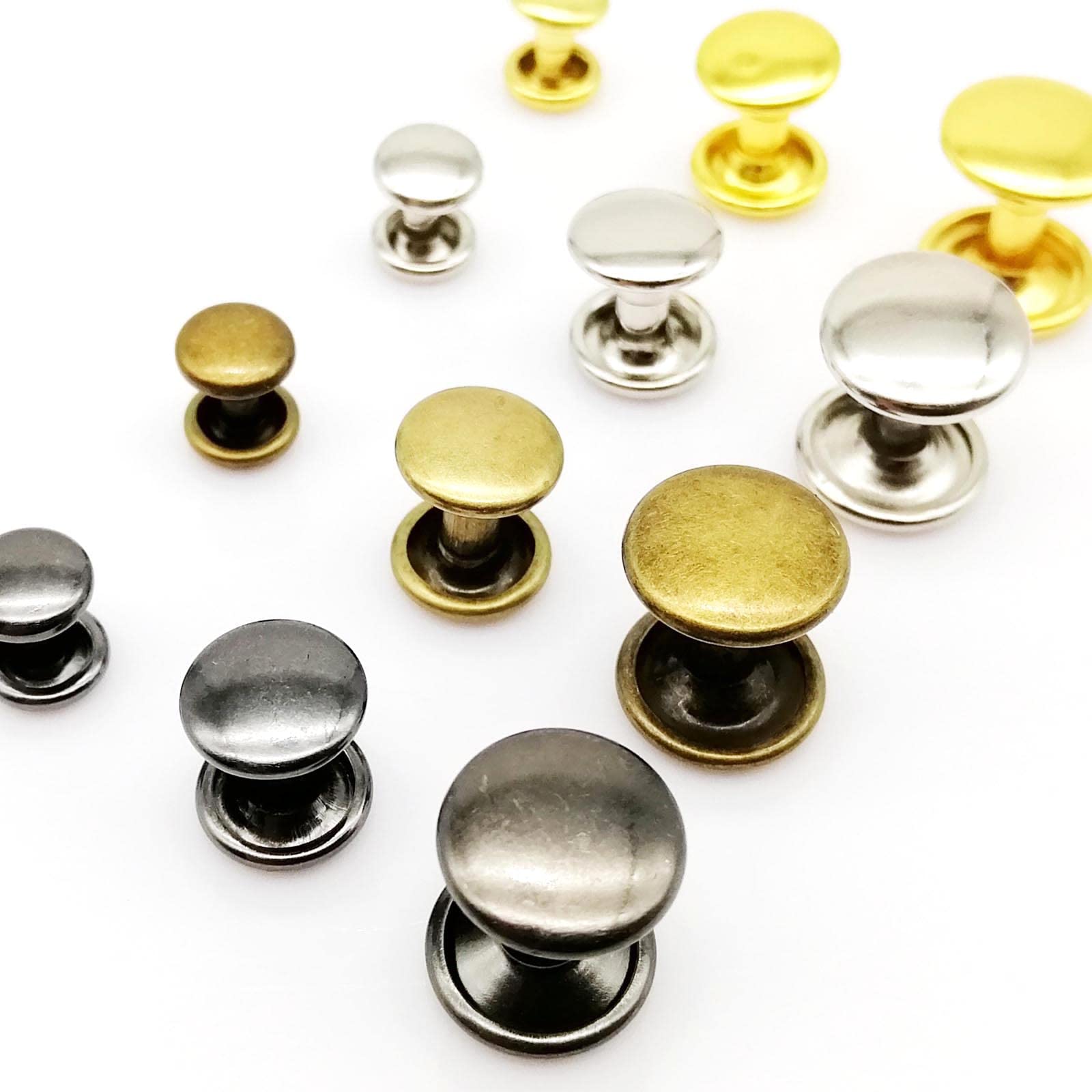 100 Ensembles Rivets Champignon 10mm Argent - Rivets Cuir Pour Sacs Et Ceintures