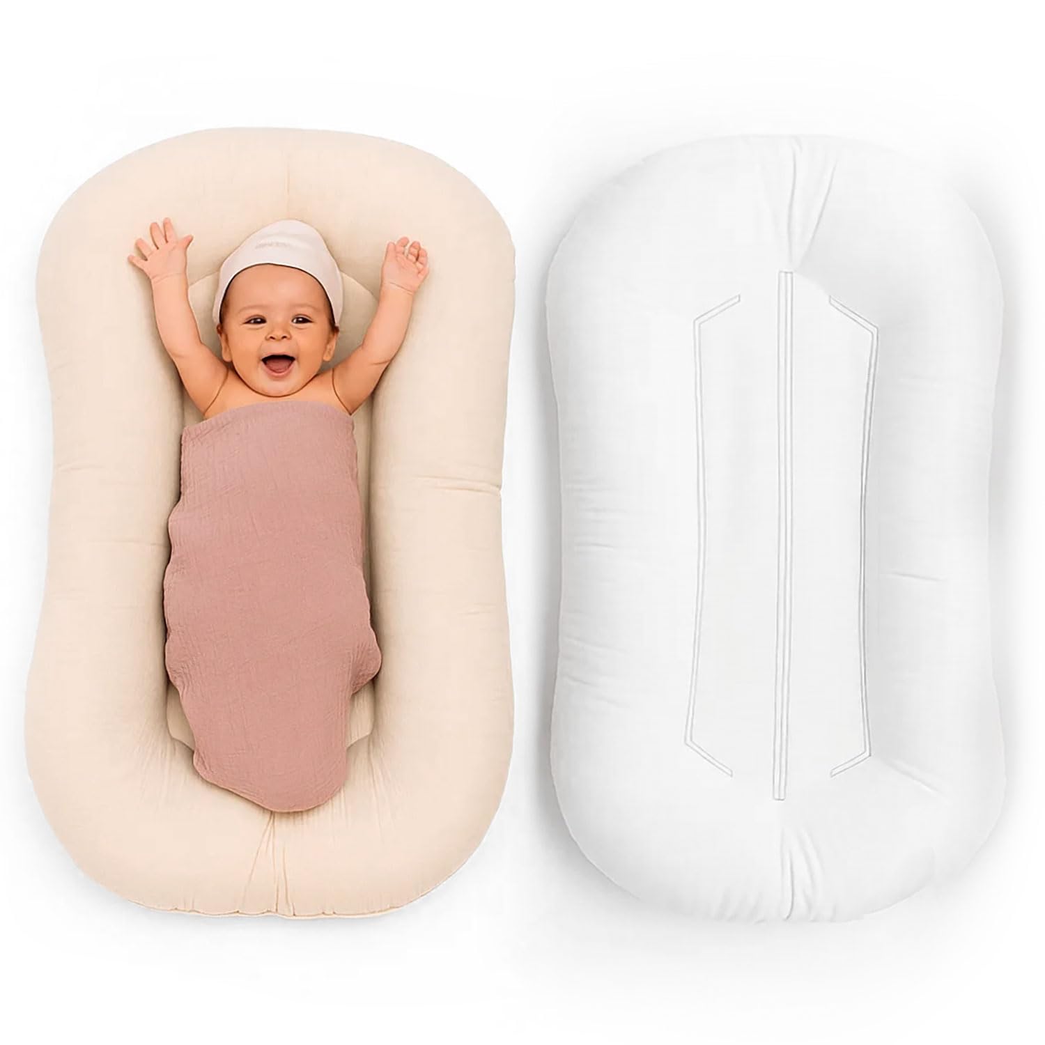 PaLulli® LuliNest – Nido de bebé de algodón orgánico con funda extraíble | Capullo acogedor para recién nacidos y bebés | Seguro, cómodo y fácil de limpiar