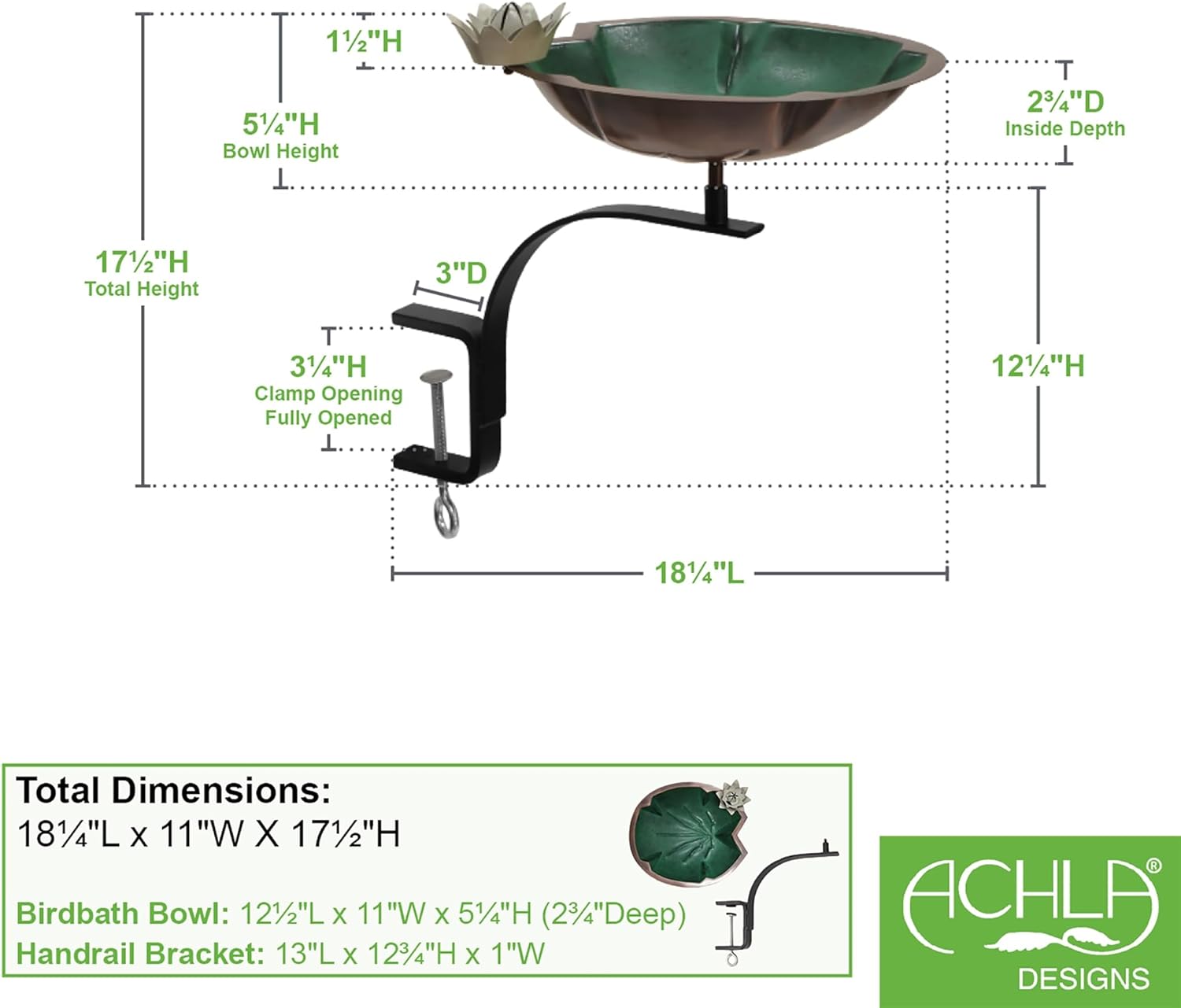 Lilypad Birdbath- Rail Mount Bracket