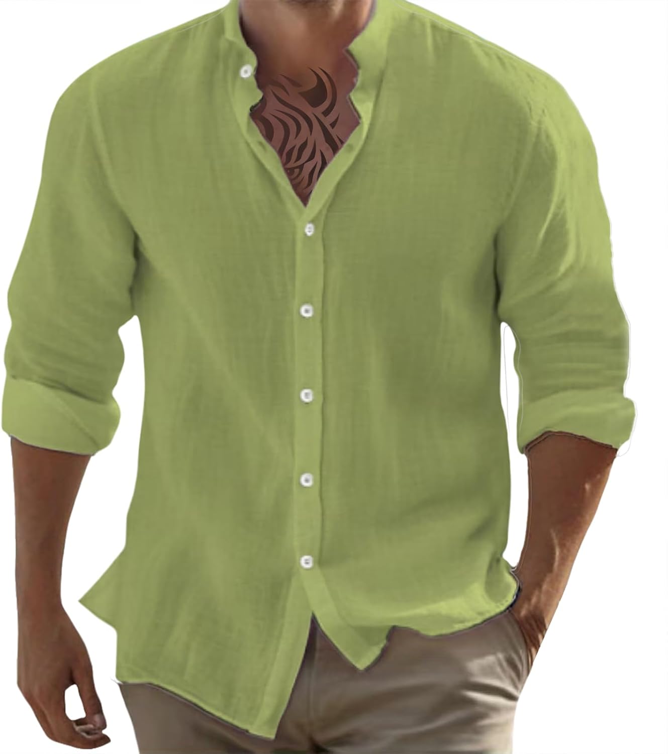 Men Shirts Business Casual Vacation Fashion Soft and Comfy V Neck Long Sleeve Button Up Summer Untucked Shirt