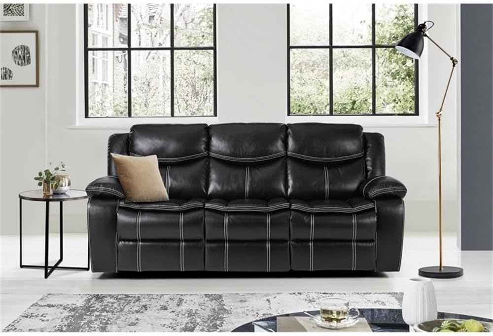 Homelegance Bastrop Double Reclining Sofa (Manual), Black