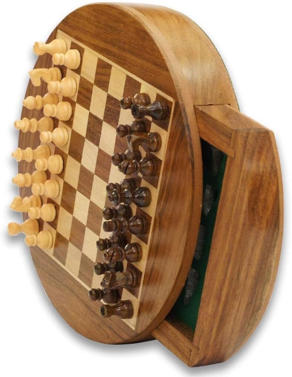 Zestaw Szachowy Magnetyczne Szachy Z Szufladą Litego Drewna Przenośne Antypoślizgowe Pudełko Wykwintna Wygodna Deska Do Przechowywania Gra(22.7 * 4cm)