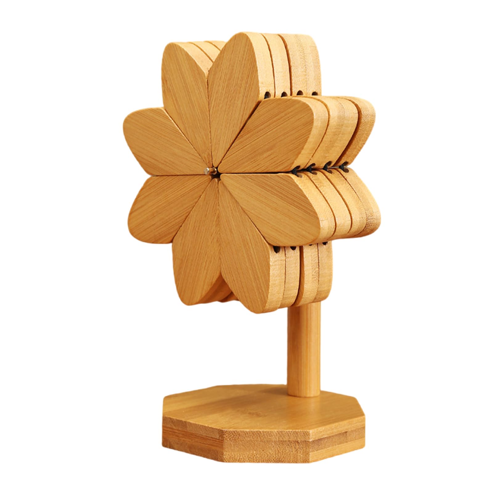 MALSSE Natural Wood Heatproof Trivets Pinwheel Shape Hot Protectors for Kitchen Countertop Dining Table Accessories Wooden Trivets for Hot Dishes