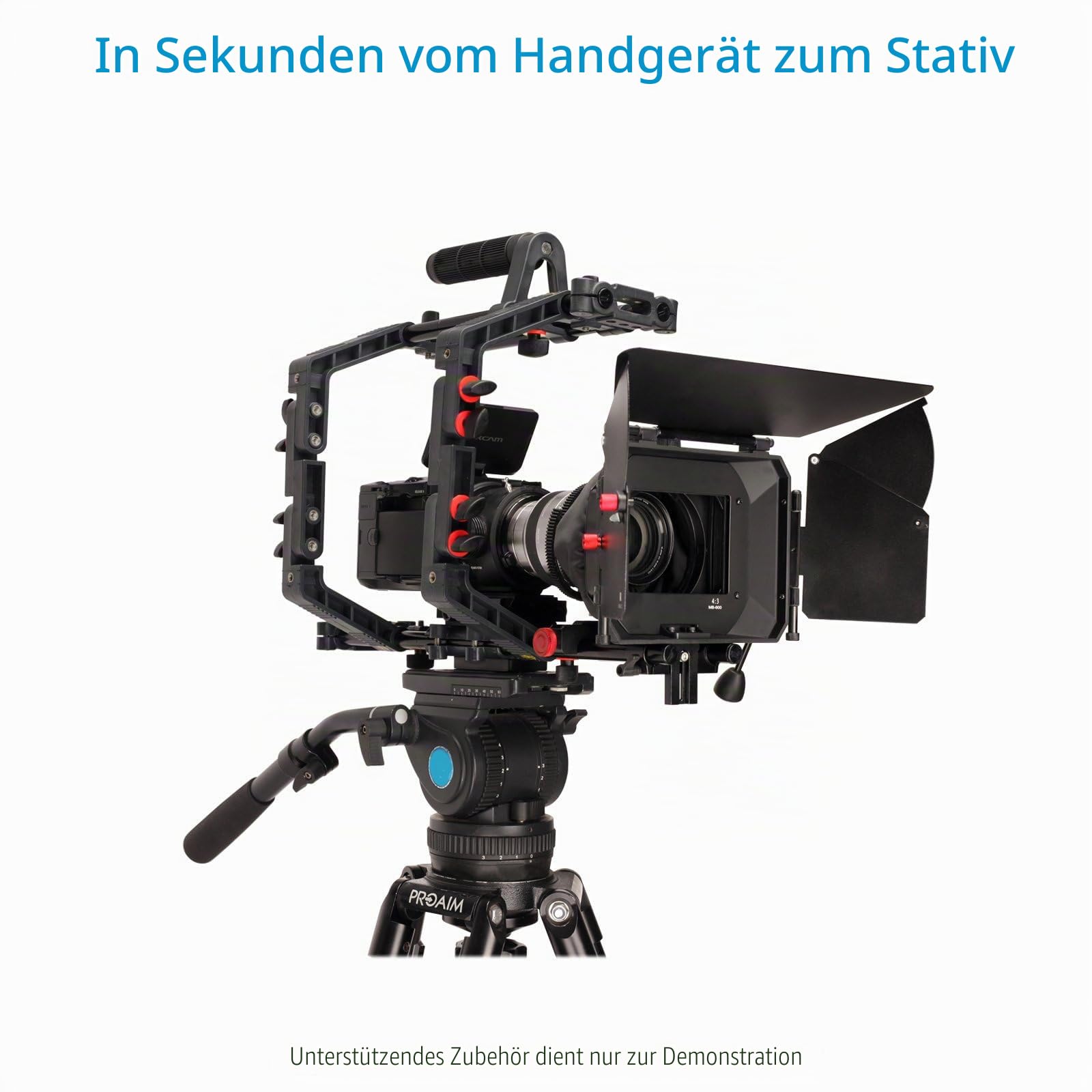 FC-02 Schulter-Rig-Kit mit Matte Box & Cage für DSLR-Kameras | 9–6" verstellbare Cage-Halter mit Gummigriffen; 2× 4×4" drehbare Filterhalter & 95mm Objektivkompatibilität