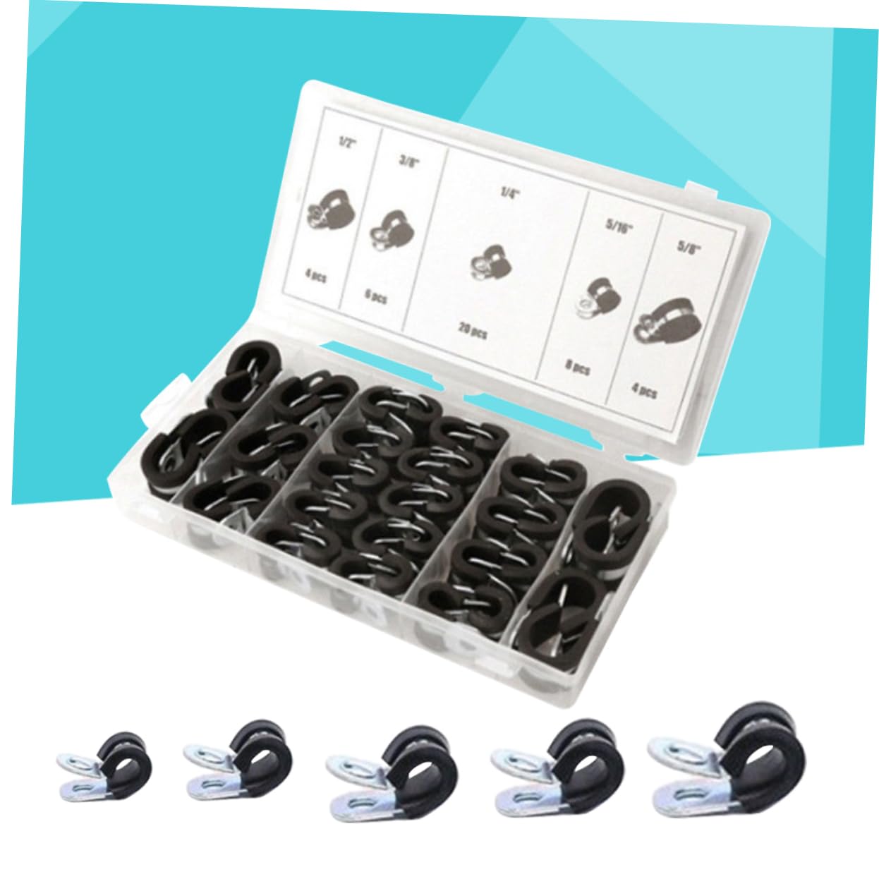42 Stück Teiliges Schlauchschellen Set mit Gummi Verstellbare Schlauchklemmen für Luft und Wasserschläuche Geeignet für Fahrzeugkraftstoffleitungen Silikonschläuche