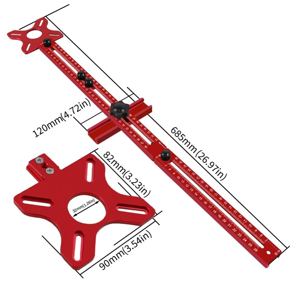 Support de Rainure de Fraisage, Gabarit de Coupe Circulaire de Routeur de Rayon de 9 à 61 Cm, Gabarit de Quincaillerie D'Armoire en Aluminium pour le Travail Du Bois