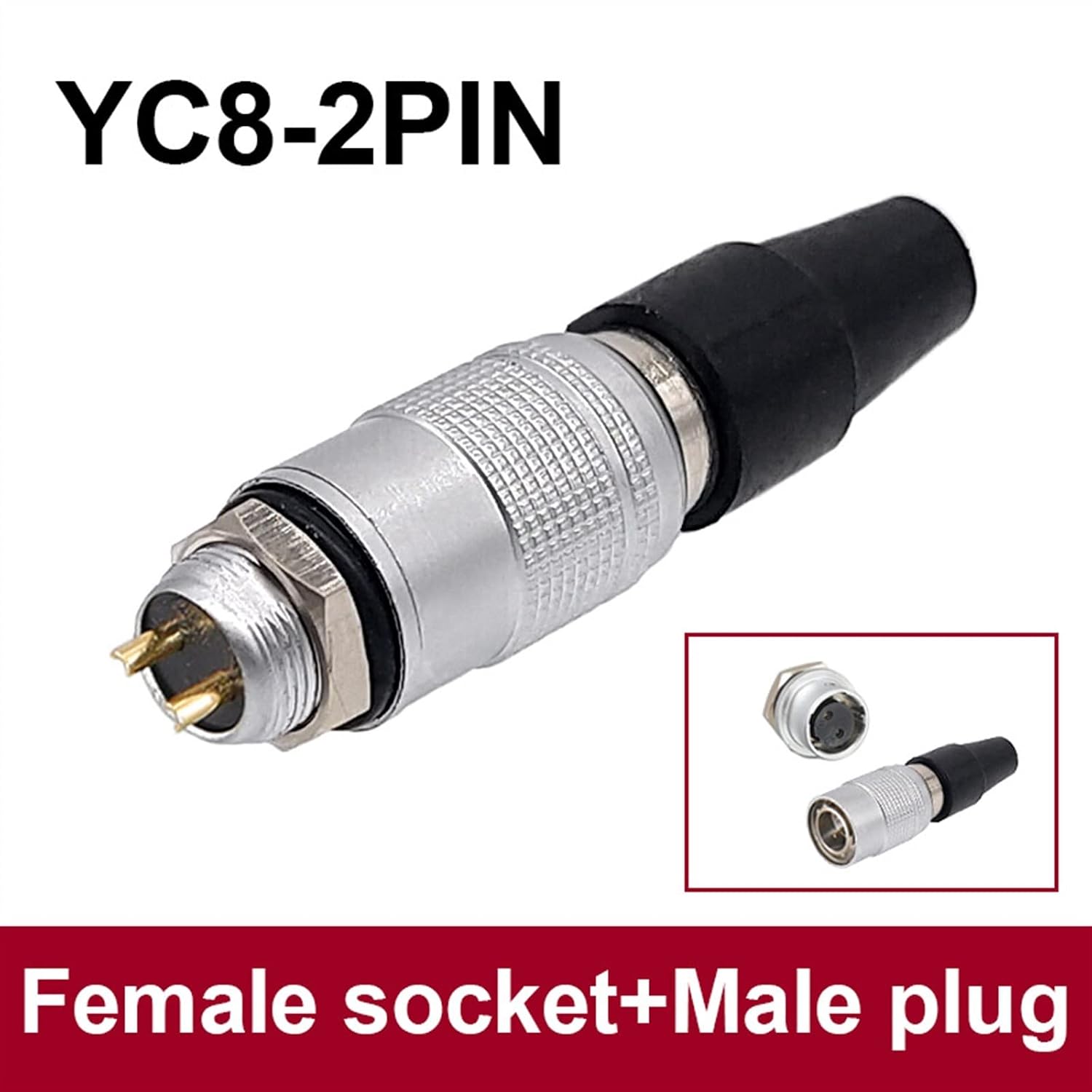 HR10 Circular Connectors Camera Trigger Connector Self-Locking Male Female YC8 Plug Socket 1Pcs(2Pin Female Socket)