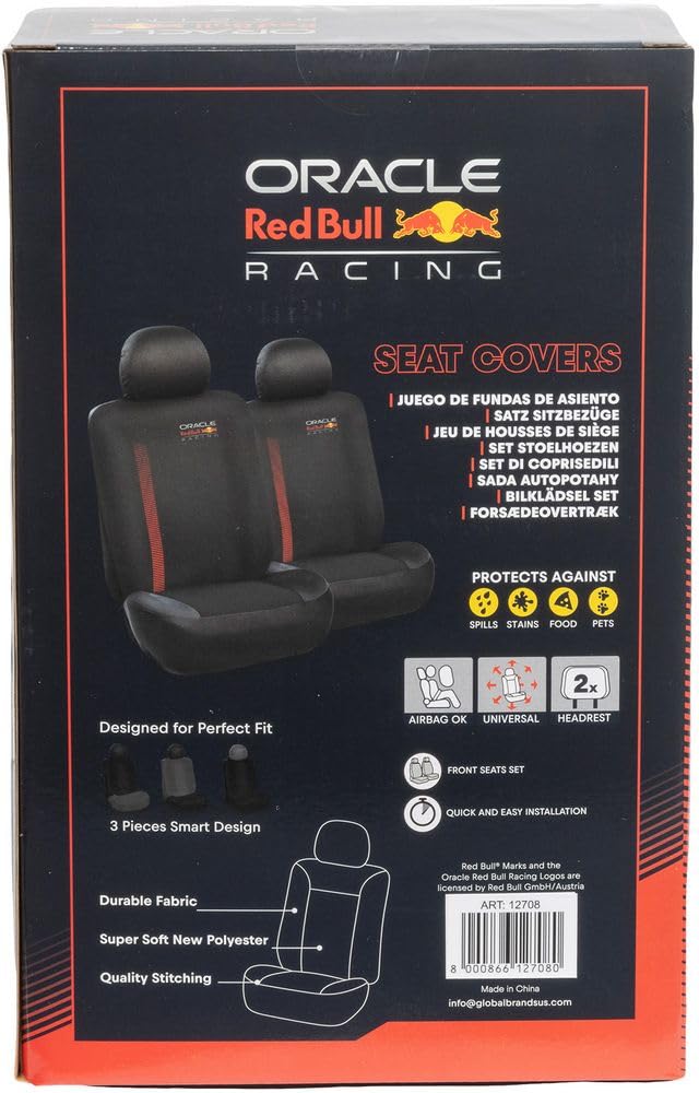 RED BULL Racing Ensemble 6 Housses Siège Auto Powerbar Noir Rouge