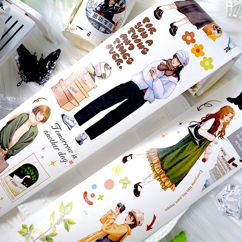 Image of New Popular PET Tape Modern Girls Collage Glossy Washi Tape for Decoration Small Fresh Flower Materials (90720)