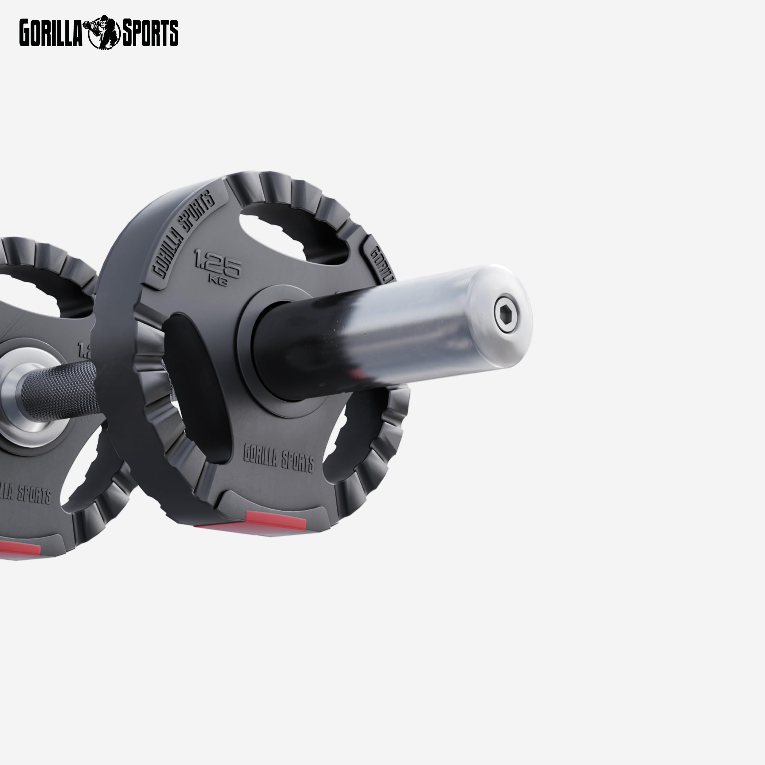Disques De Poids Olympiques GORILLA SPORTS - 1,25kg à 15kg, Alésage 50mm, Revêtement Plastique Noir/Rouge