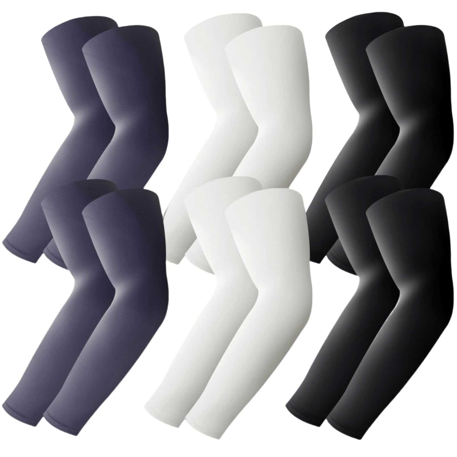 6 Pairs UV Sun Protection Arm Sleeves, UPF 50 Cooling Sports Arm Compression Sleeves for Men Teenager Women about 130LBS-200LBS