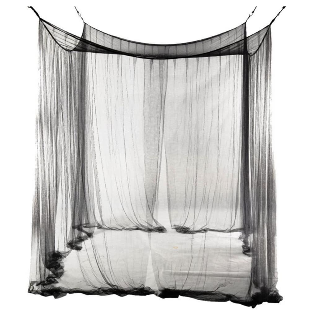 CNAFGBGG Mosquito Net Bed Canopy Four-Door Hanging Bed Square Netting Curtain with Hanging Kit Easy Installation Black.