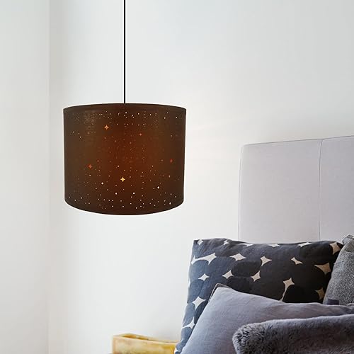 Miniatura 5 de Pantalla de lámpara de estrella negra, pantallas de tambor mediano para lámpara de mesa, lámpara de pie, repuesto de cubierta de pantalla de tela,