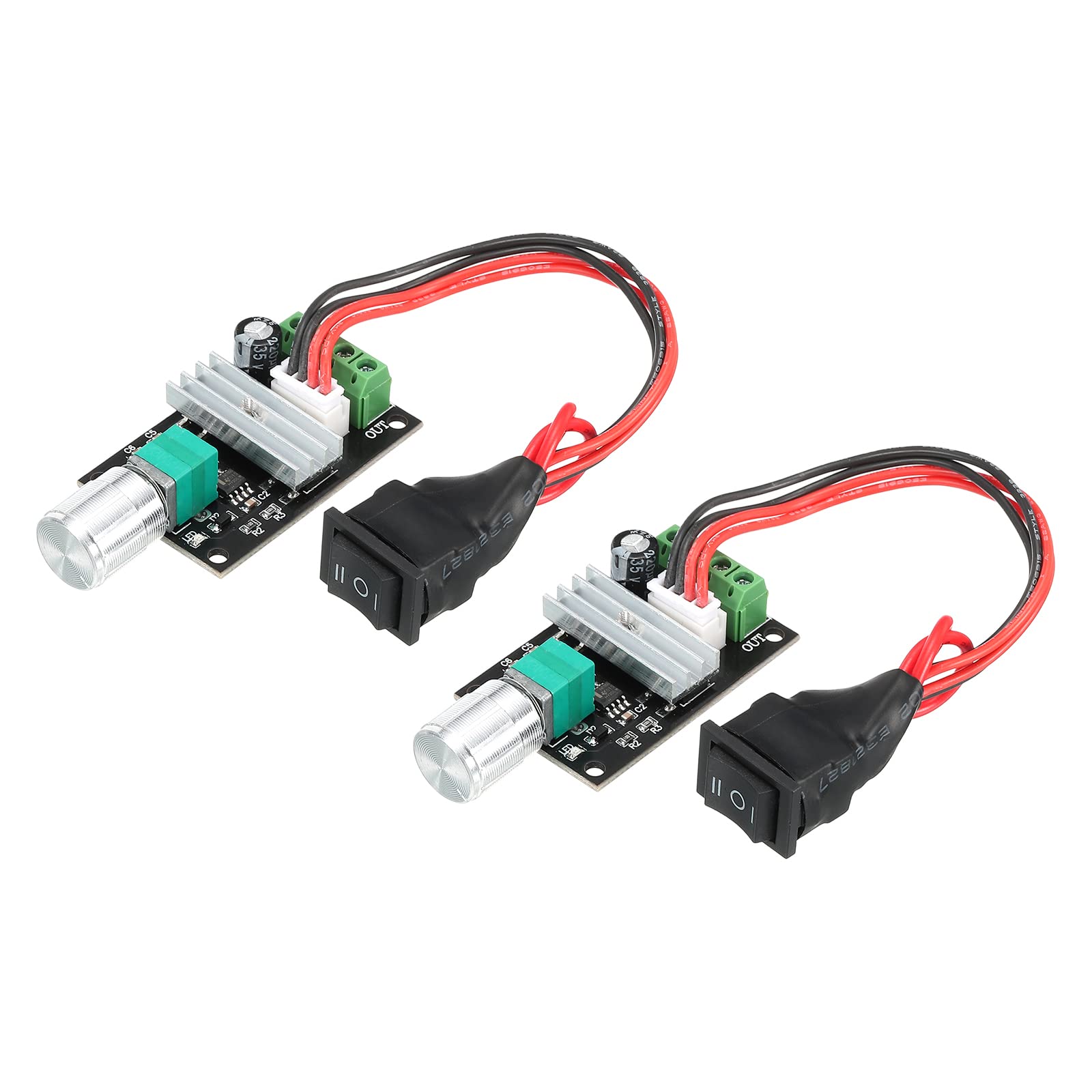 MECCANIXITY DC 6-28V 3A B104, DC Motor Speed Controller, Regulator Adjustable Switch Pack of 2