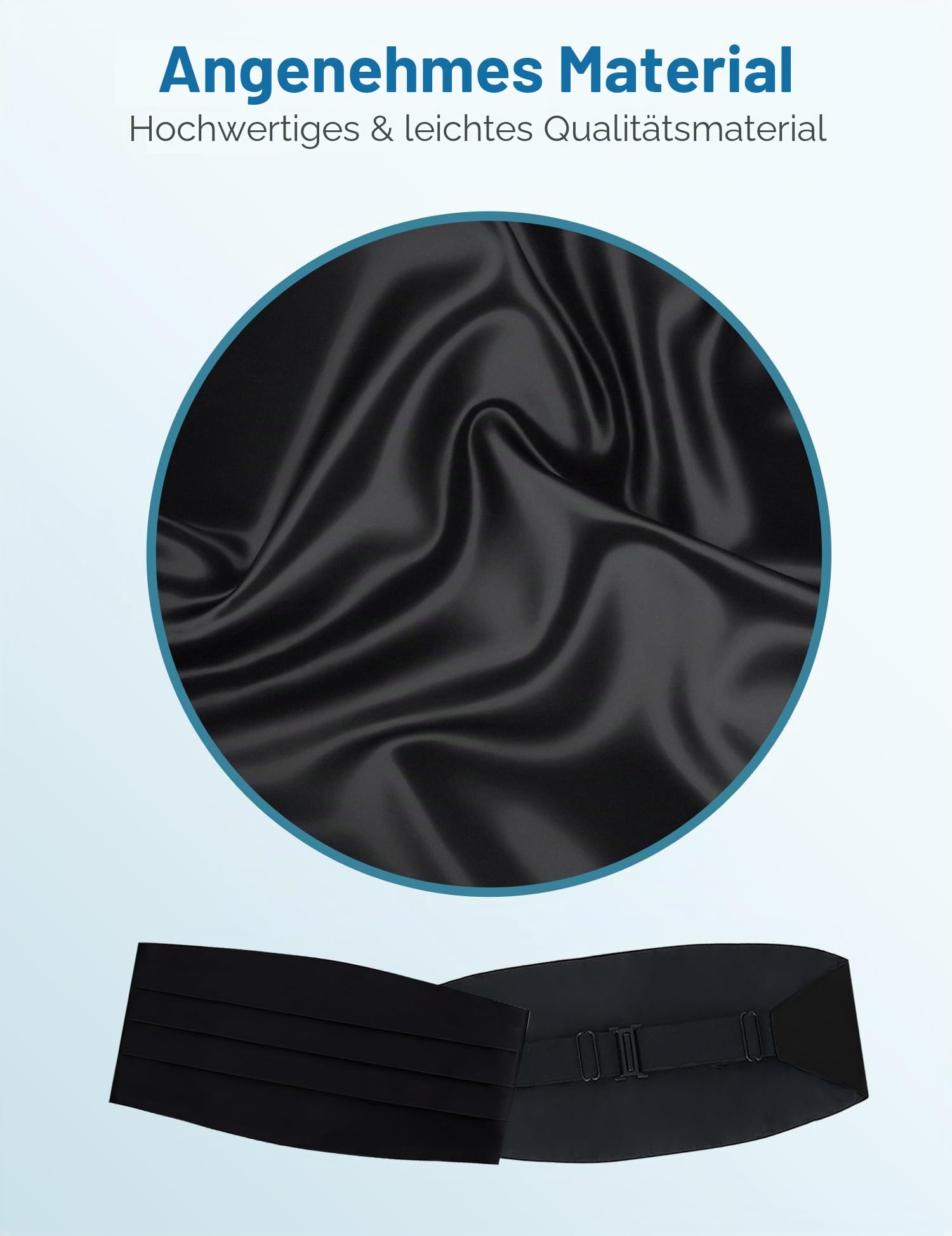 Herren-Kummerbund aus verstellbarem Satin - Schwarz, Schwarz, Einheitsgröße