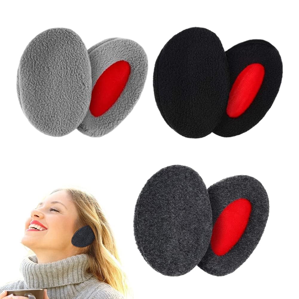 COOLive 3Pair Bandless Earmuffs Winter Polar Fleece Ear Bags Soft Ear Protective Covers for Cold Weather