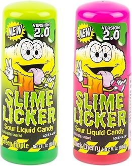 Slime Candy Lickers 2.0 – Sour Liquid Candy, Green Apple & Black Cherry Duo, 2 Pack (2 oz Each)