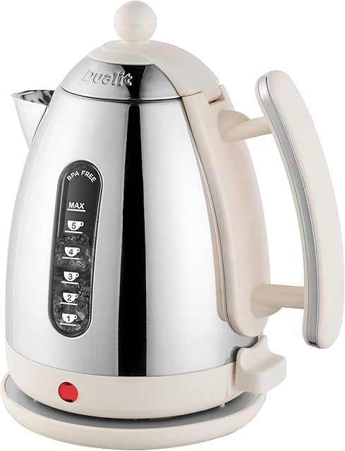 Dualit Lite Kettle - 1.5L Jug Kettle - Polished with Canvas White Trim, High Gloss Finish - Fast Boiling Kettle by Dualit - 72013