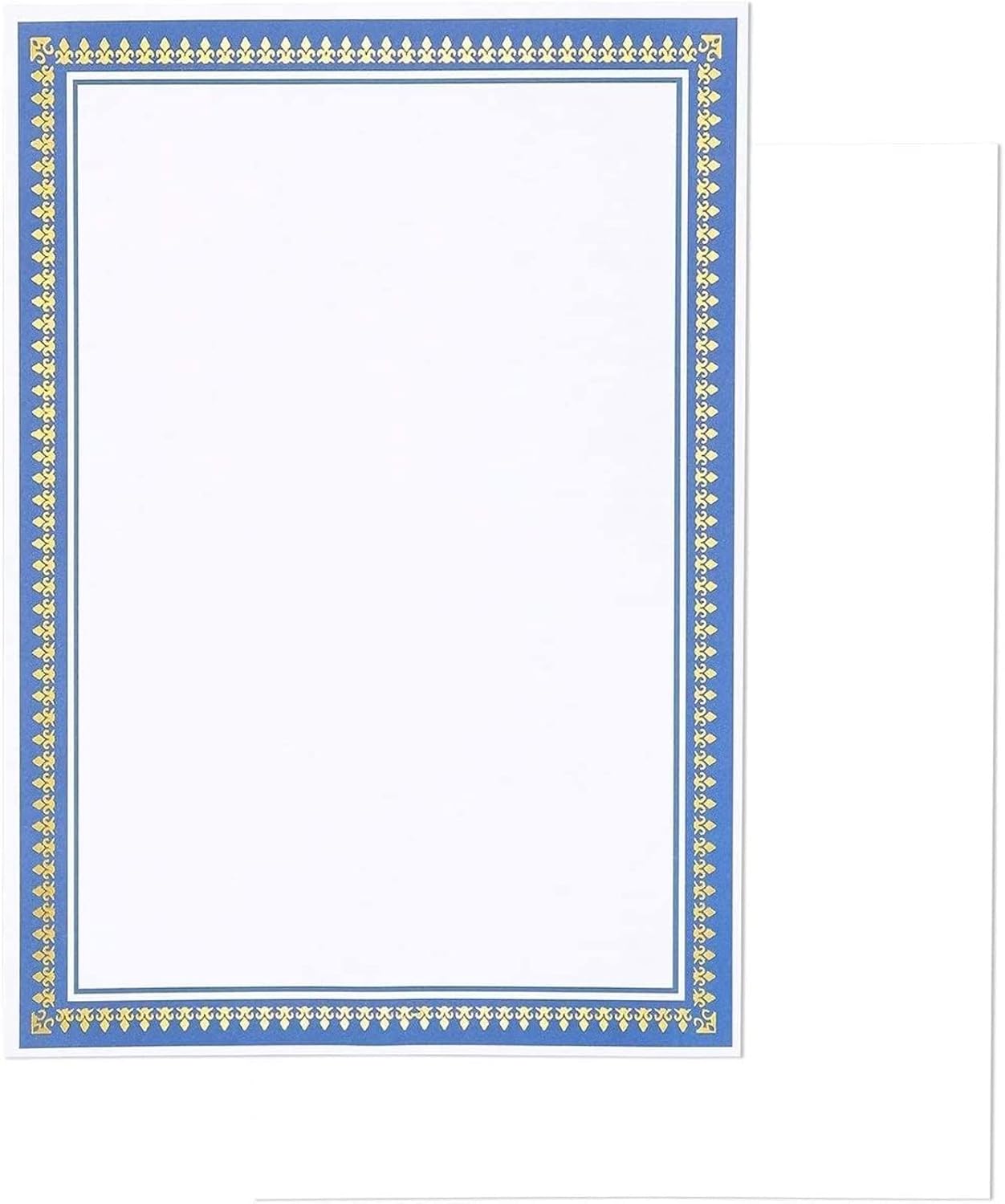 Certificate Paper with Gold and Blue Border, Award Certificates (White, 8.5 x 11 in, 50-Pack) : Office Products