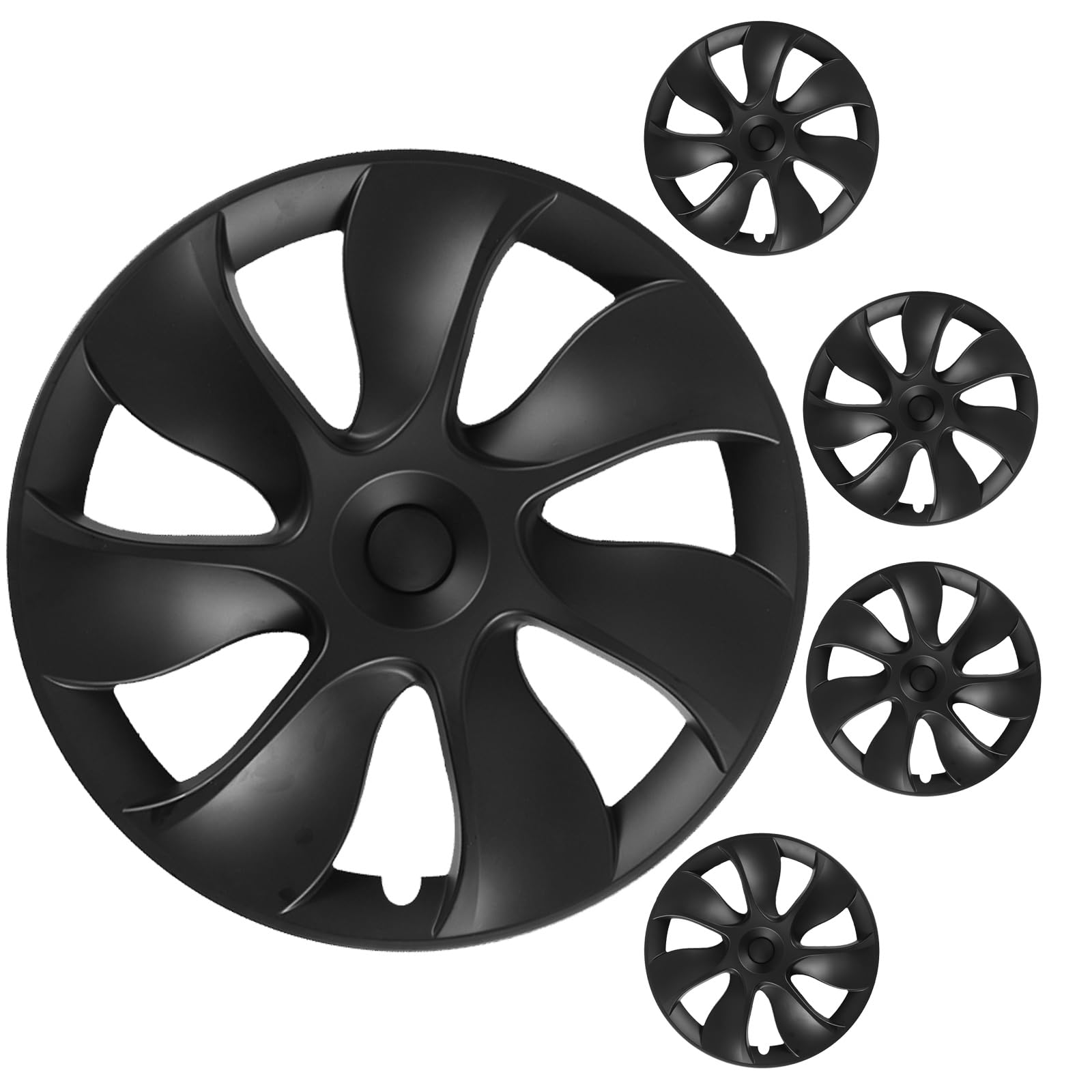 4 PCS 19 Tesla Model Y 2020-2024 Wheel Covers Black ABS Cyclone Style Hubcaps image 1