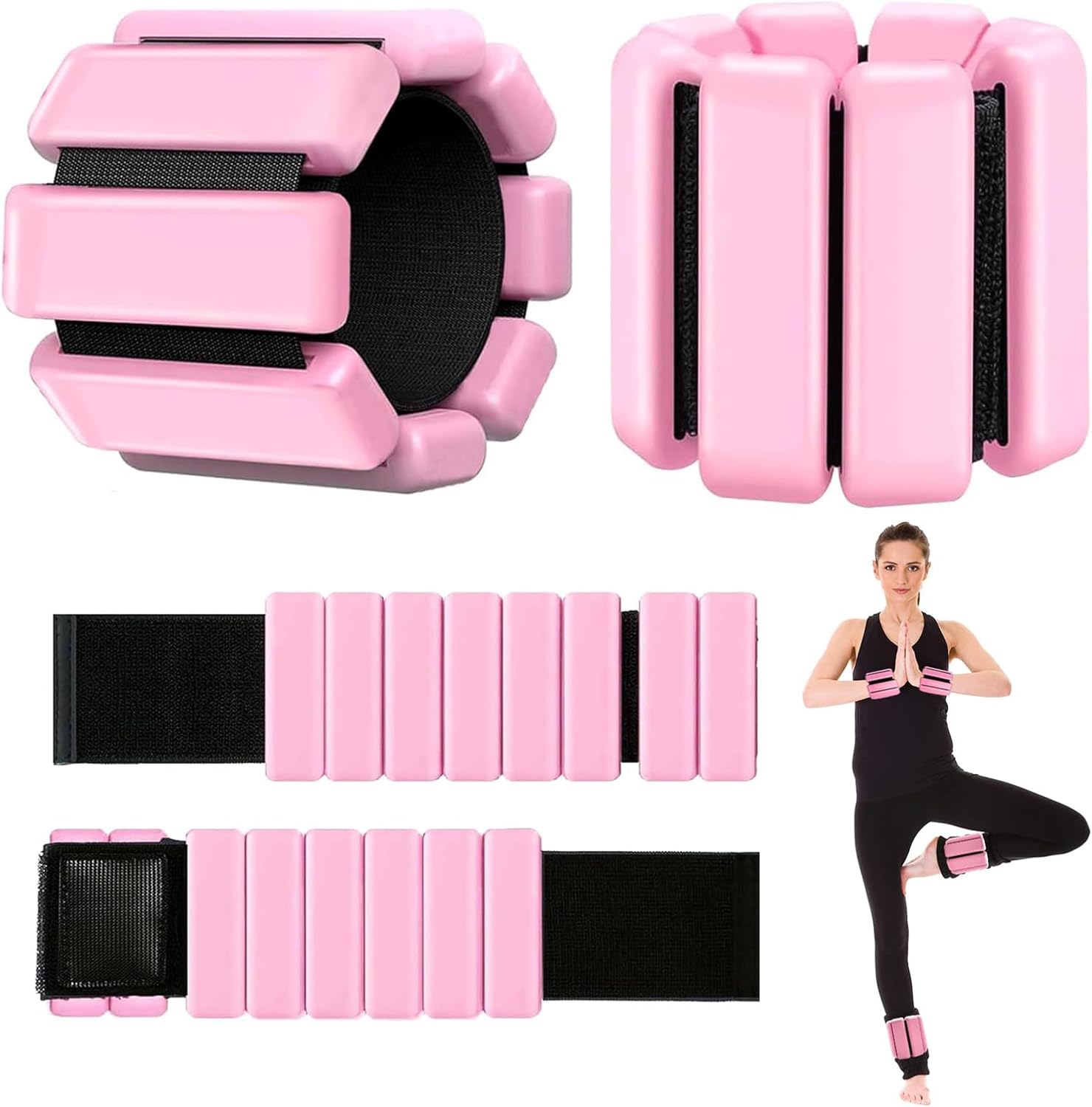 Adjustable Pilates Kit Wrist and Ankle Weights Ring Set for Women Men, Wearable Strong Arm & Leg Weights Set of 2(0.5 Lbs Each) for Walking, Yoga, Dance, Barre,Gym,Exercise,Pilates,Walking Running