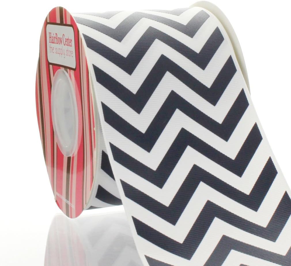 3" Navy Chevron Zigzag Grosgrain Ribbon 100 Yard