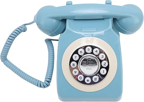 Heayzoki Teléfono fijo retro, teléfono con cable vintage, volumen ajustable, teléfono de escritorio con llave de marcación antiinterferencias con