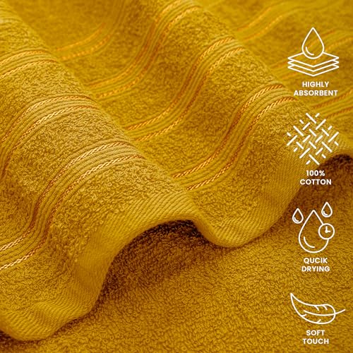 Velosso 10 Pce Hampi Towel Bale Set Highly Absorbent 100% Combed Ring Spun Cotton, Oversized Thick 4 Face 4 Hand Towels and 2 Bath Towels, Premium Towels Spa & Hotel (Mustard Yellow) - Cosy Home Interiors Velosso 10 Pce Hampi Towel Bale Set Highly Absorbent 100% Combed Ring Spun Cotton, Oversized Thick 4 Face 4 Hand Towels and 2 Bath Towels, Premium Towels Spa & Hotel (Mustard Yellow) - Image 4