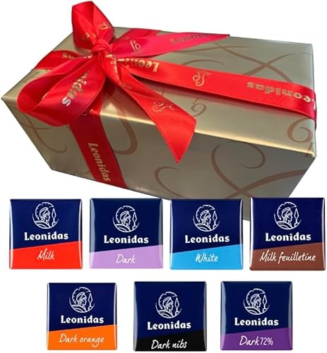 Leonidas Belgian Chocolates | 75 Pieces of Individually Wrapped Chocolate Squares in a Gift Ballotin Box | Mixed Flavours of Dark, Milk & White