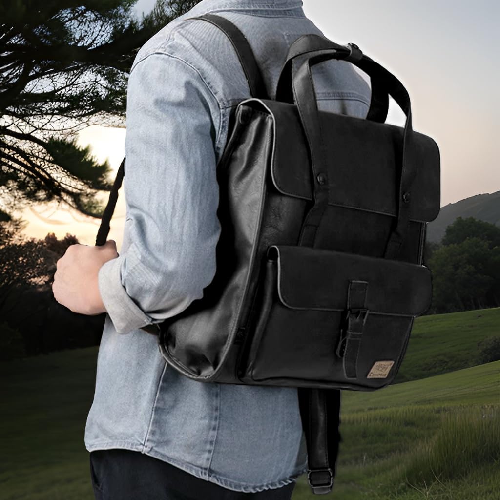 Retro skóra PU Vintage plecak turystyczny plecak dla kobiet i mężczyzn, torba na ramię na laptopa o przekątnej ekranu 13"