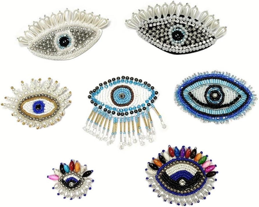 1PC Handmade Beaded Eye Cloth – Devil’s Eye Leather Shoes Pin Decorative Accessories, Rice Beaded Three-dimensional Diy Shoes and Hats Accessories Clothing Accessories