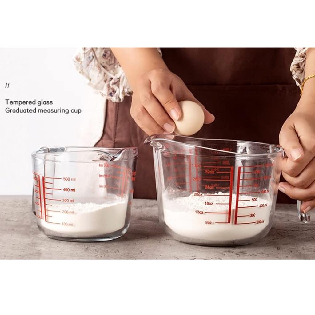 Tasse à mesurer avec échelle en Verre Résistant aux Hautes températures Ménage Cuisine Cuisson Farine Oeuf battu Lait ML Tasse à mesurer (Taille : 1000 ML) (500 ML)
