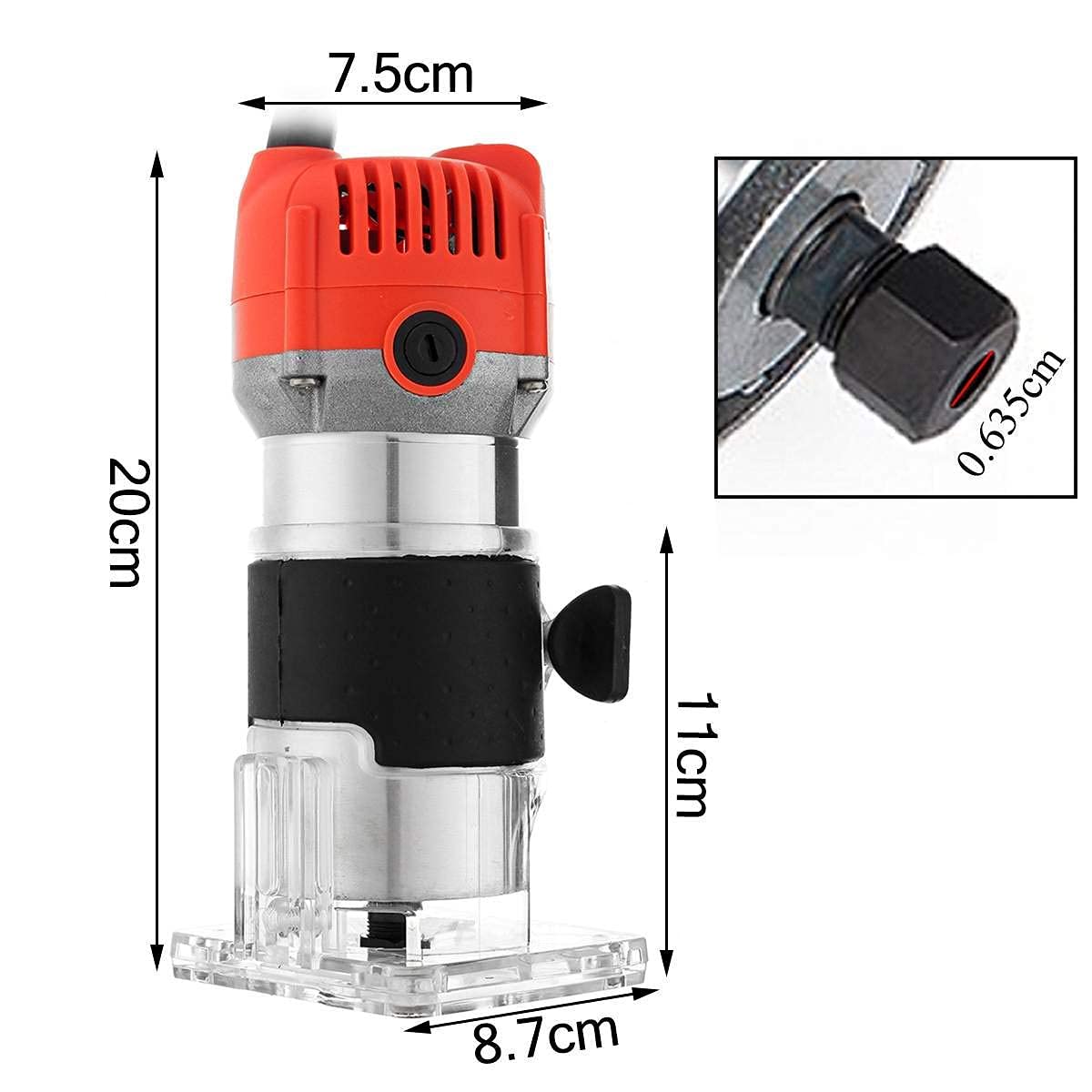Recortadora Manual eléctrica de 800W, 220V, 30000Rpm, enrutador de Madera laminada, Motor Duradero de 6,35 Mm, máquina de Tallado DIY, Herramienta eléctrica para carpintería