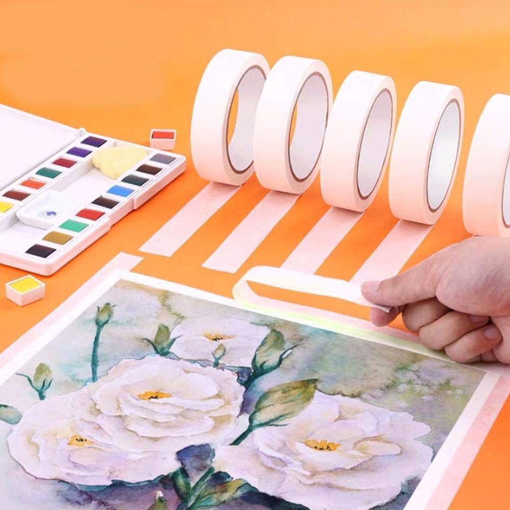 Cinta de pintor de acuarela, cinta de artistas sin residuos para enmascarar y dibujar, 20 mm de ancho, ideal para pintura, proyectos de arte y manualidades, 1 rollo