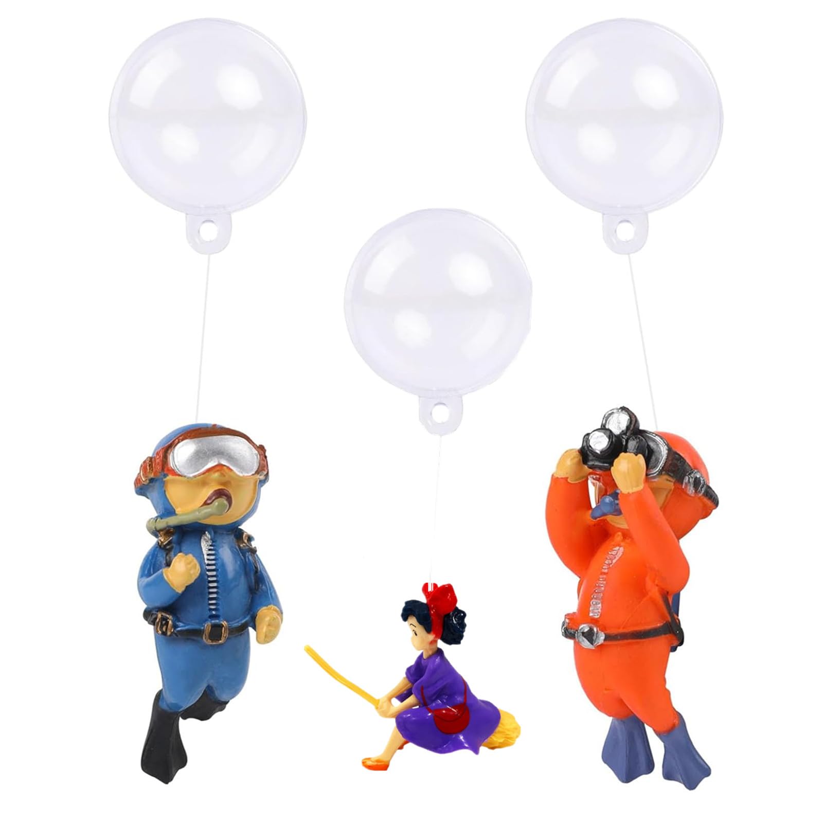 ZXYZLJJD 3 decoraciones flotantes para peceras, accesorios para peceras, adornos para acuarios, accesorios de peces Betta, accesorios encantadores para buceadores con alambre y bola para todos los