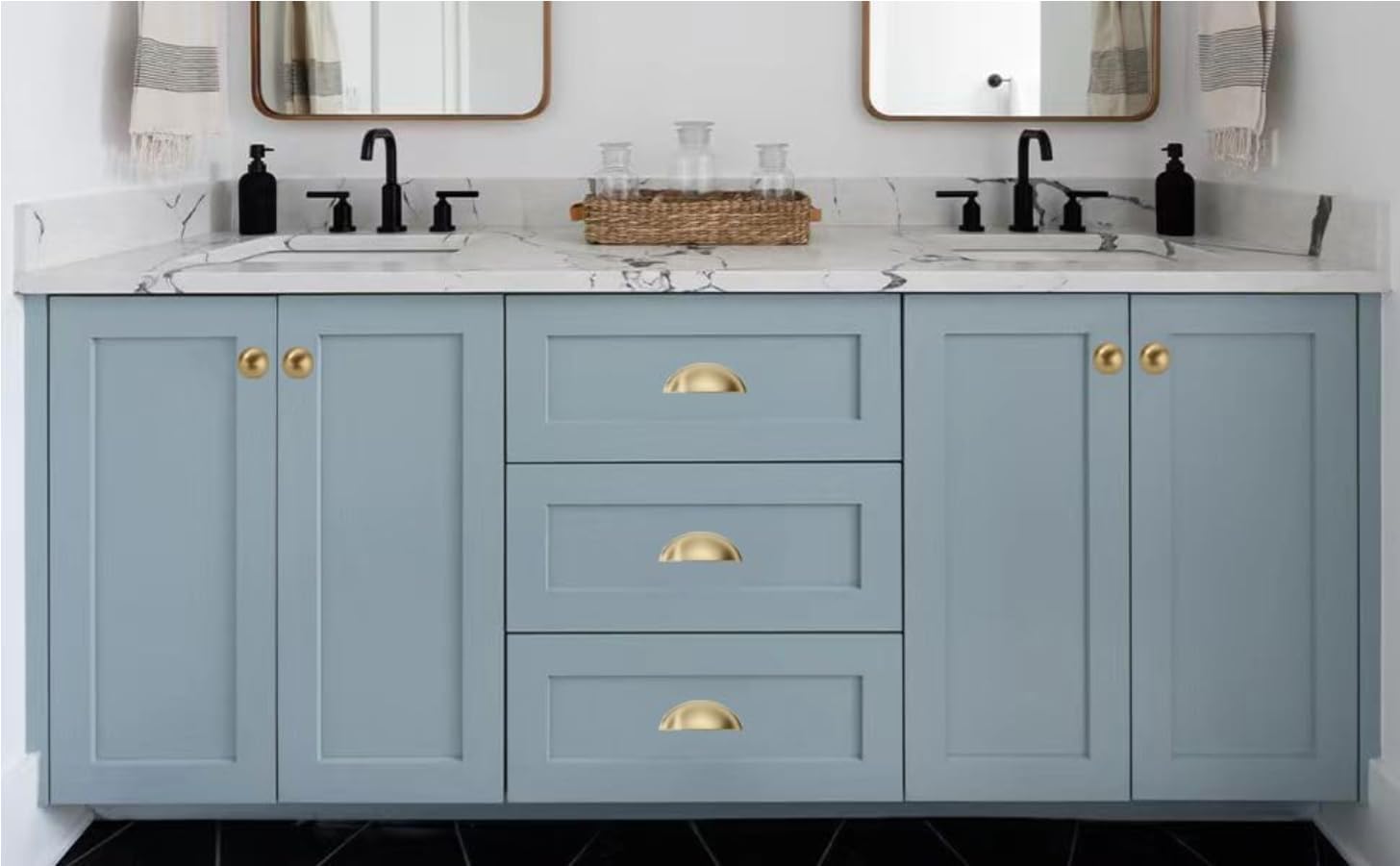 khtumeware 10 Pack 4" Drawer Pulls Brushed Brass Cabinet Cup Pulls Kitchen Hardware Cabinet Handles Drawer Handles Knobs 4 inch Hole Center