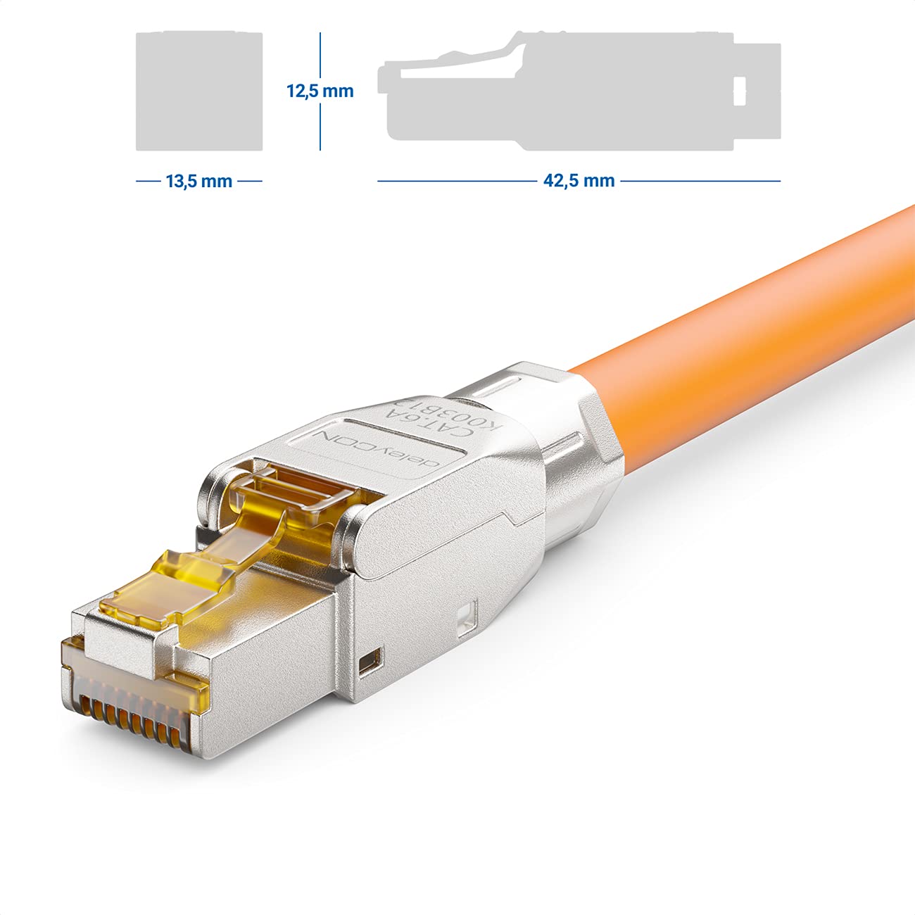 deleyCON 2x CAT 6a Wtyczka Sieciowa RJ45 Beznarzędziowy Montaż Ekranowana 10 Gbit/s Wtyczka Sieciowa do Sztywnych Surowego Kabla Sieciowego Złącze Wtykowe RJ45 Ethernet LAN DSL Kabel Krosowy