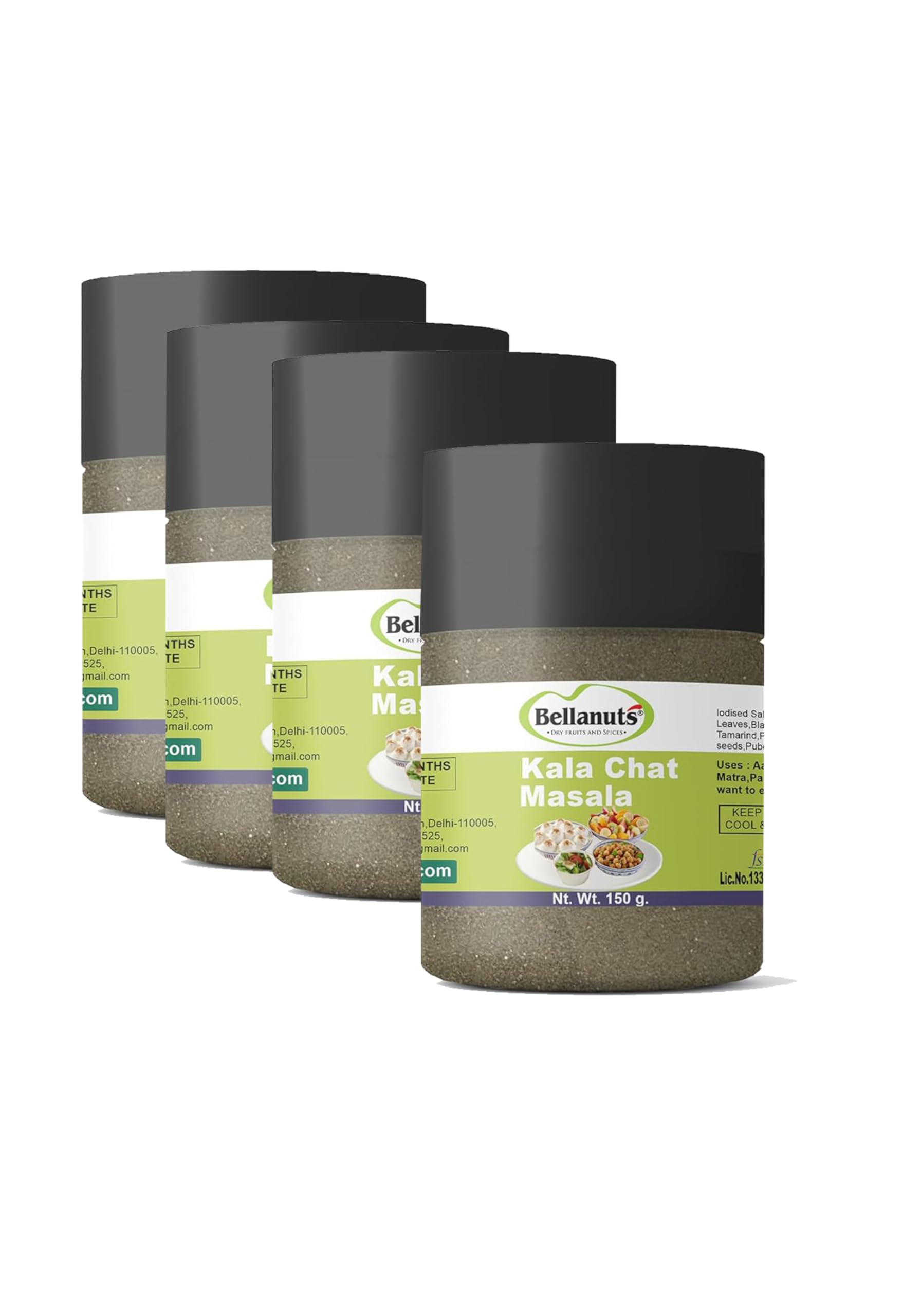 BELLANUTS Kala Chat Masala 600gm (4×150g each)/old Delhi famous chat masala|kale chane ka masala