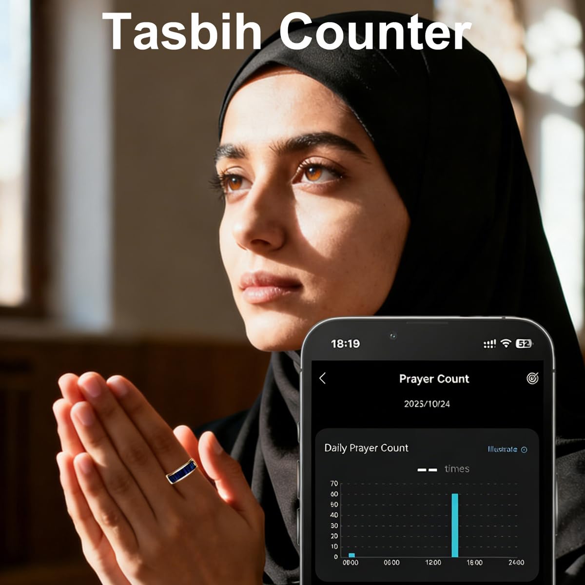 findtime Smart Ring mit Display Herzfrequenz Schlaftracker Blutsauerstoffmonitor Tasbih Fingerzähler Anruferinnerung Gestensteuerung Schrittzähler Kalorien Wasserdicht Gesundheit Fitness Ringe für