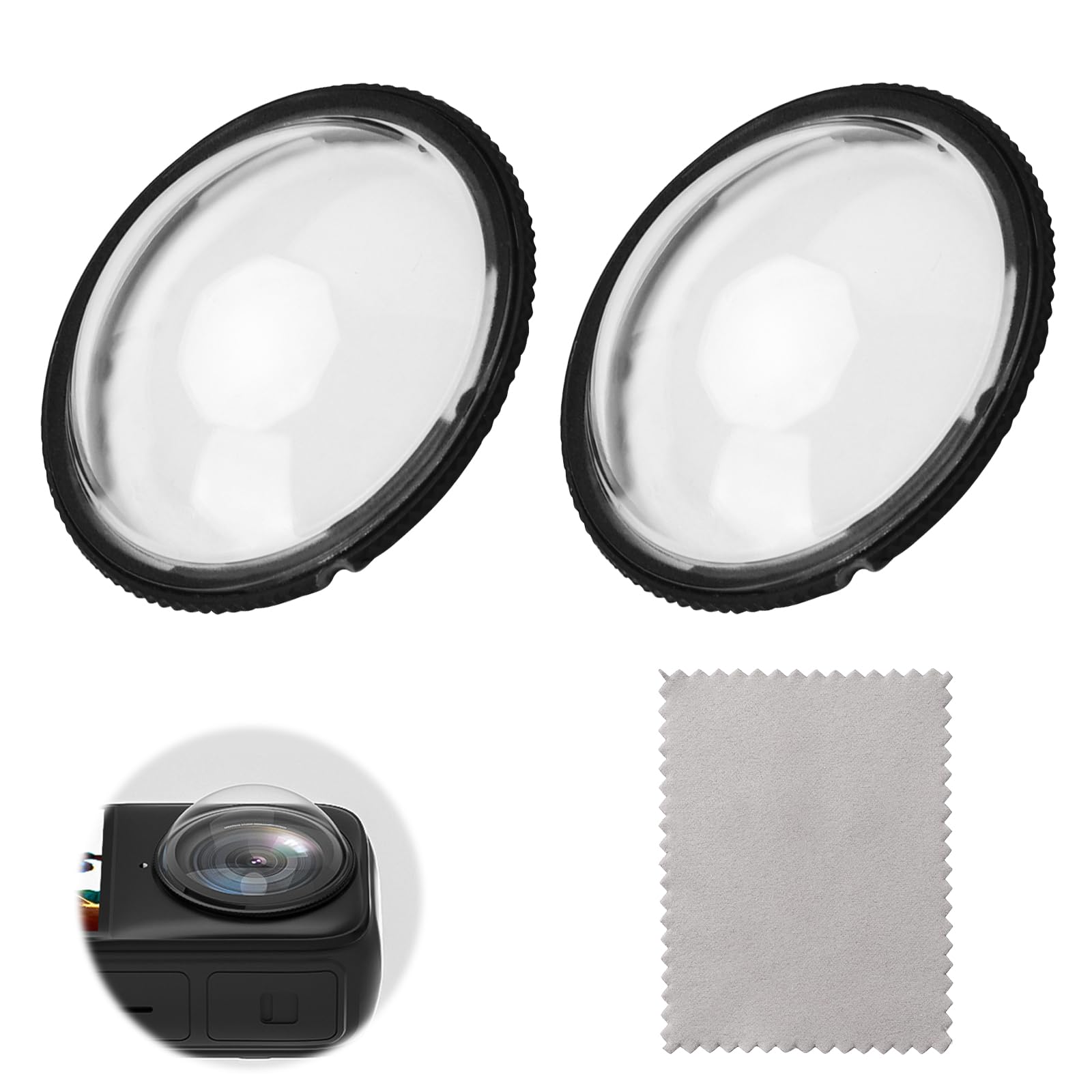 APOMOONS 2 Pezzi Custodia Protettiva Girevole per Obiettivo Protezione Lenti Standard Compatibile con Insta360 X4 - Copertura Perfetta E Resistente Ai Graffi con Panno di Pulizia
